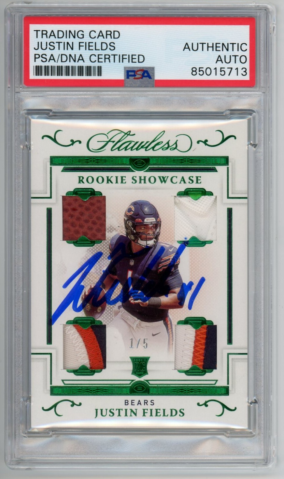 2021 Flawless Justin Fields Rookie Showcase RPA 1/5 Auto PSA Chicago Bears
