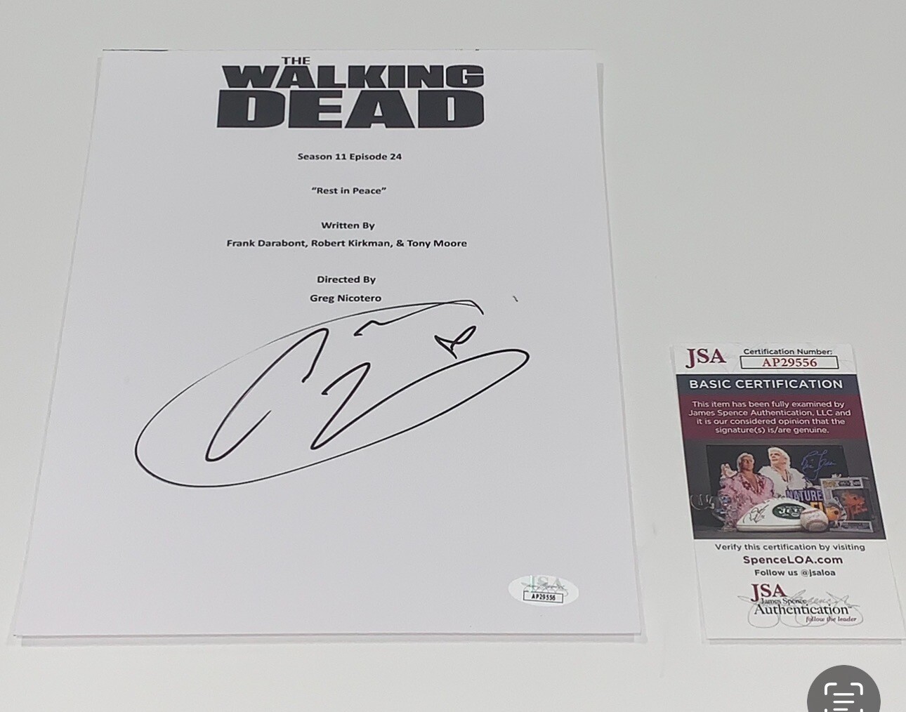 CASSADY MCCLINCY SIGNED WALKING DEAD REST IN PEACE SERIES FINALE SCRIPT JSA COA
