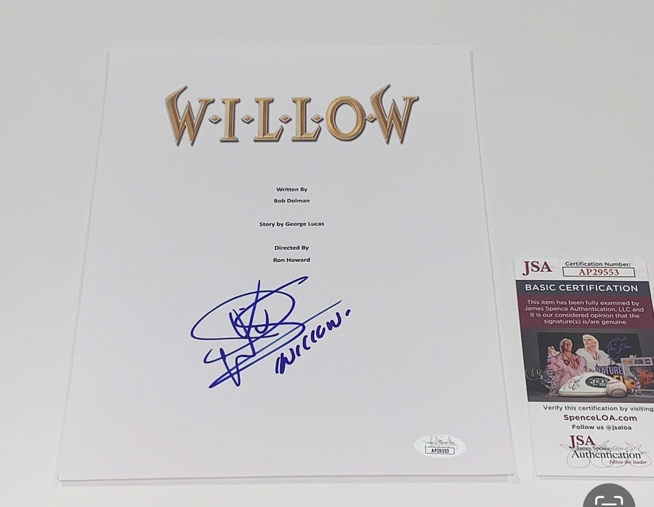 WARWICK DAVIS SIGNED WILLOW FULL MOVIE SCRIPT AUTOGRAPHED JSA COA
