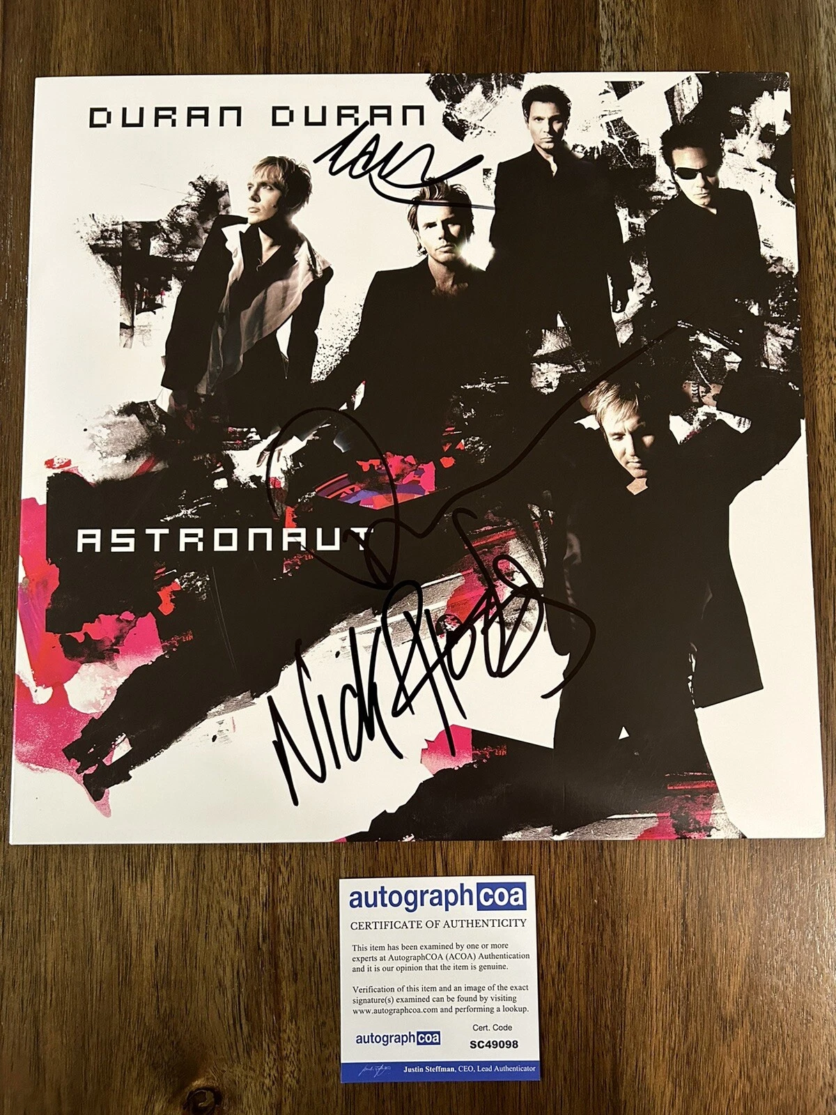 ‘DURAN DURAN’ ‘NICK, ROGER, JOHN’ SIGNED VINYL ALBUM ‘ASTRONAUT’ ACOA COLLECTIBLE MEMORABILIA