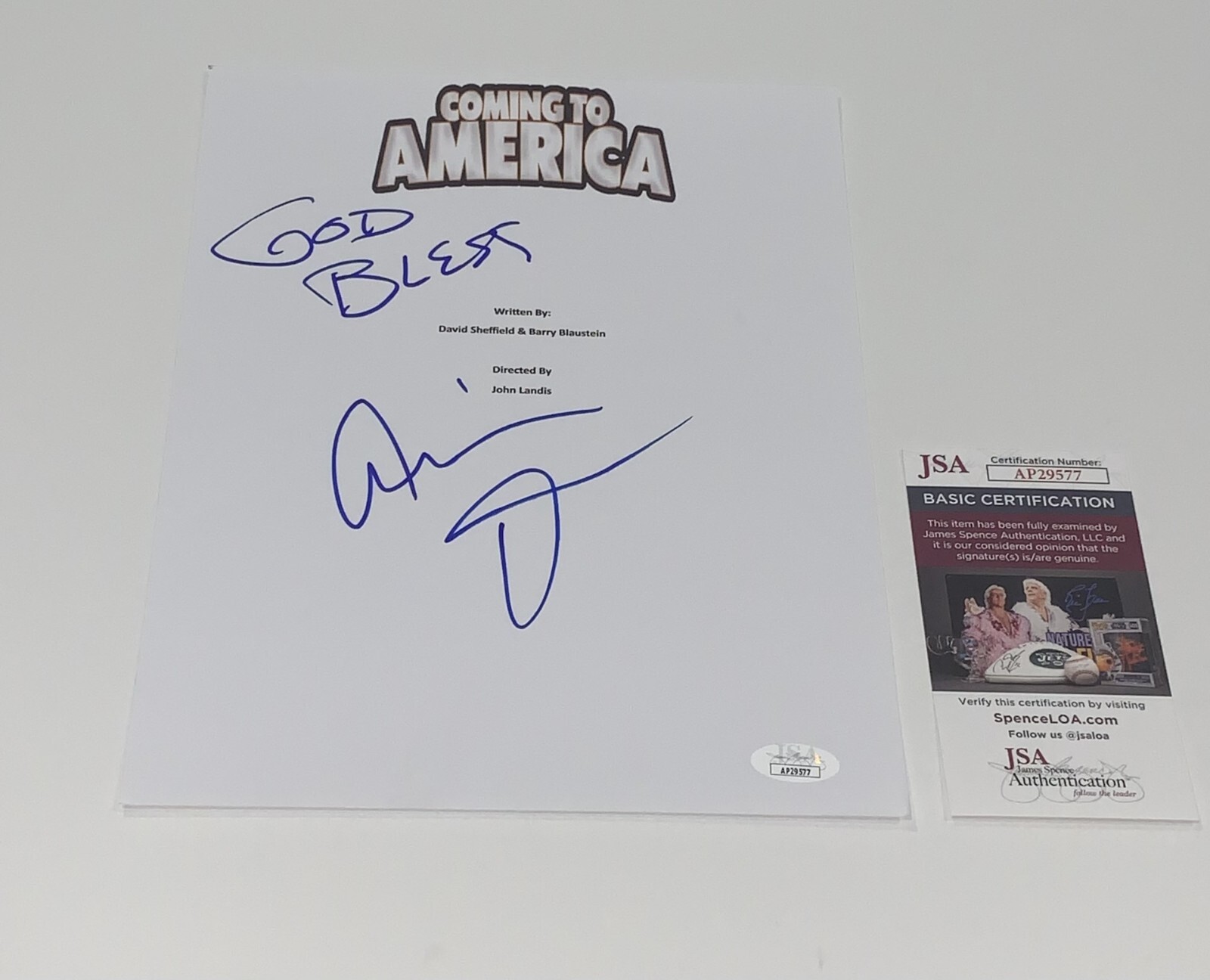 ARSENIO HALL SIGNED COMING TO AMERICA MOVIE SCRIPT RARE JSA COA

