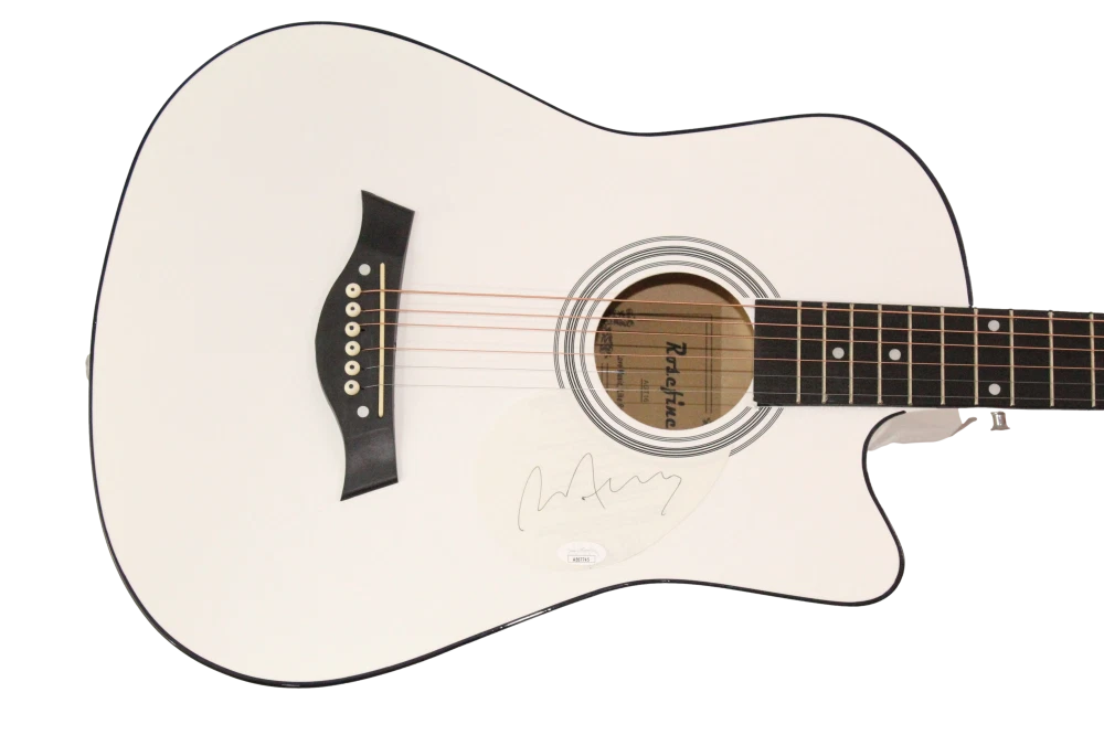 Brian Ferry of Roxy Music Signed Autograph White Acoustic Guitar w/ JSA COA
