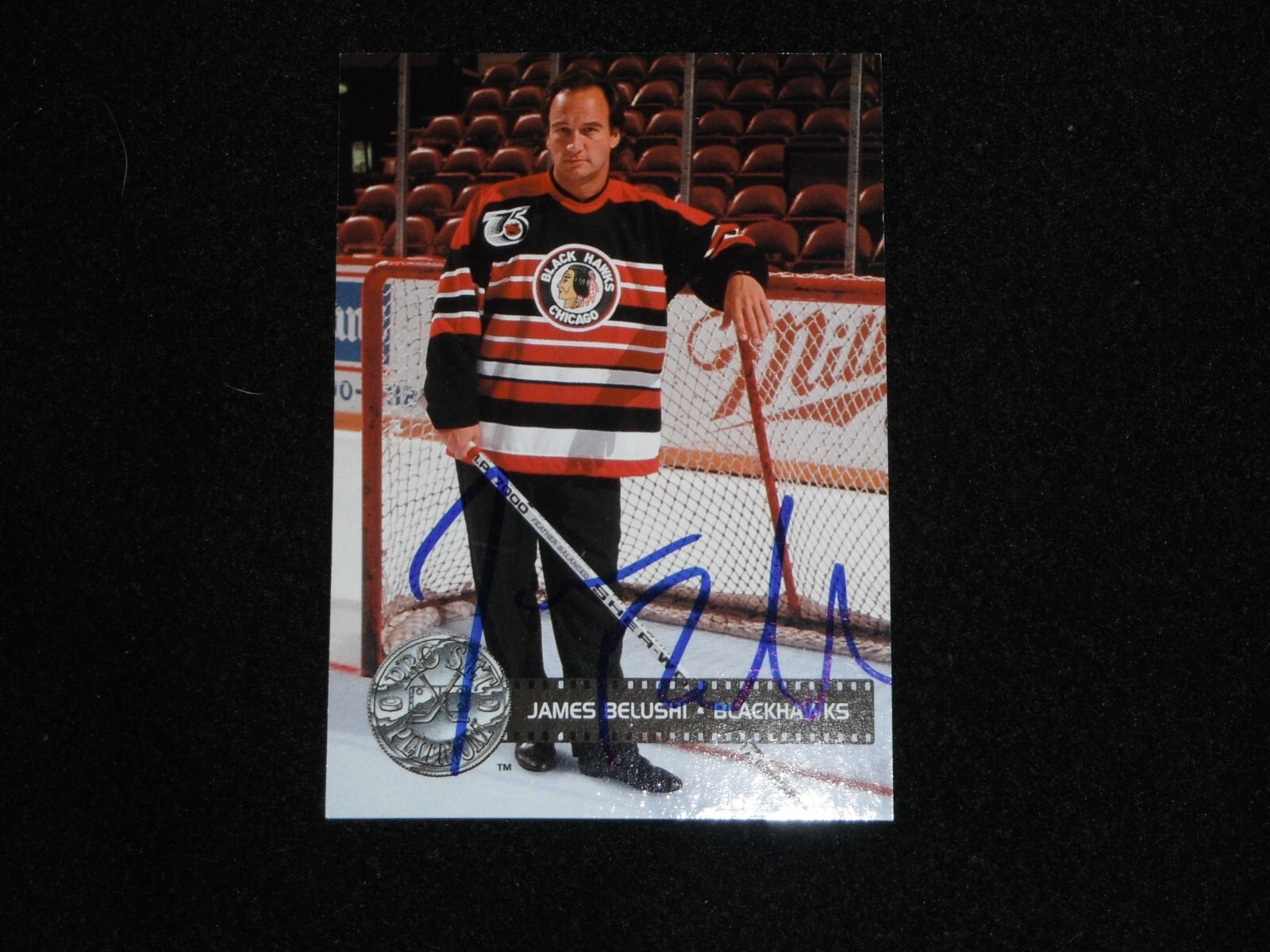 CHICAGO BLACKHAWKS JIM BELUSHI SIGNED 1992 PROSET CARD
