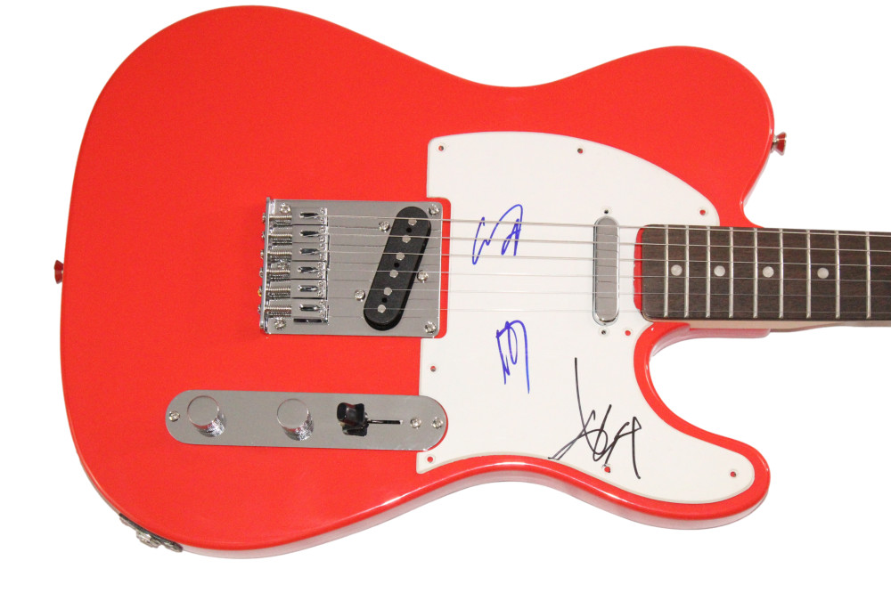 Slipknot Band Signed Autograph Red Fender Telecaster Guitar Corey Taylor +2 JSA
