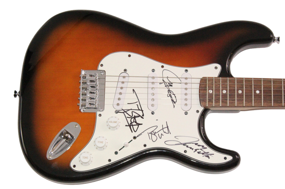 Tesla Band Signed Autograph Fender Guitar - Troy Tommy Jeff & Brian w/ JSA COA