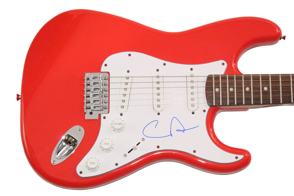 Carlos Santana Signed Autograph Full Size Red Fender Electric Guitar w/ JSA COA