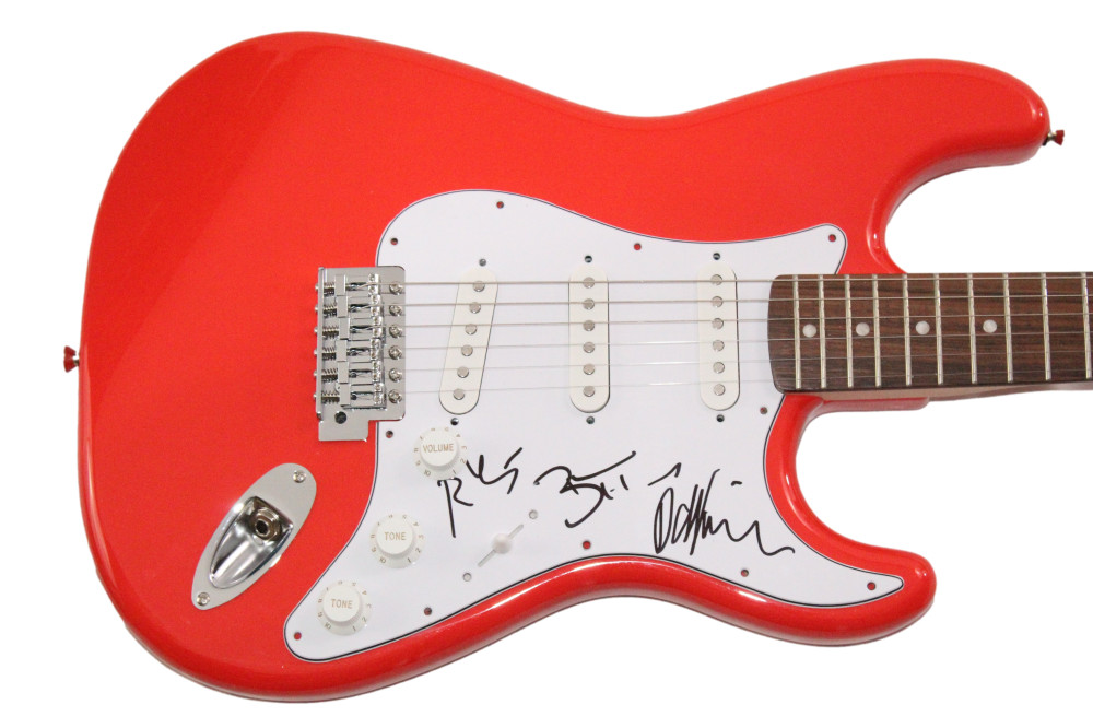 The Killers x3 Signed Autograph Red Fender Electric Guitar Brandon Flowers JSA