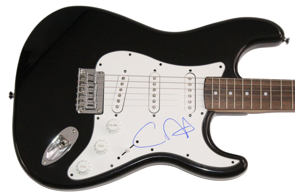 Carlos Santana Signed Autograph Black Fender Electric Guitar Moonflower JSA COA