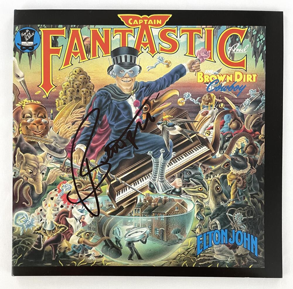 Bernie Taupin Signed Autograph Album Vinyl Record Elton John Captain Fantastic