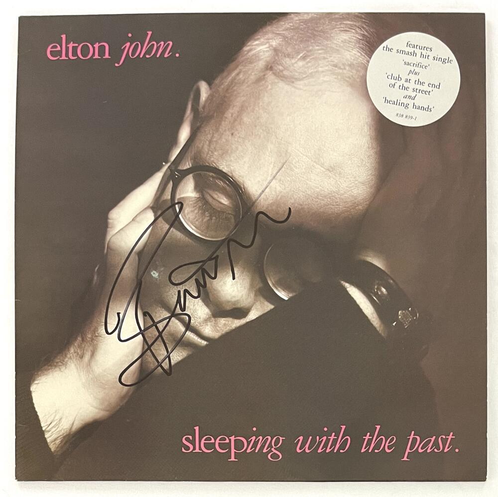 Bernie Taupin Signed Autograph Record Elton John Sleeping with the Past JSA COA