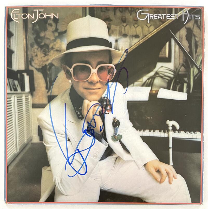 Bernie Taupin Signed Autograph Album Record LP Elton John Greatest Hits JSA COA