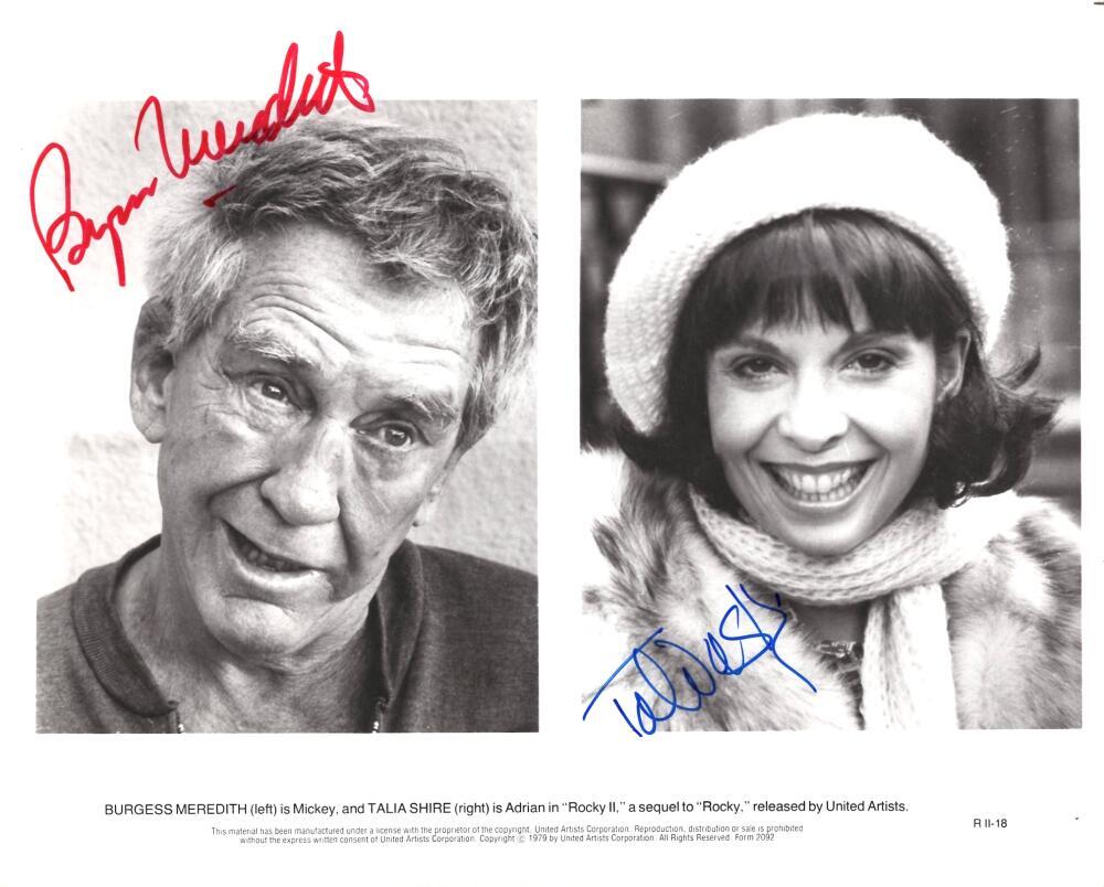 Burgess Meredith & Talia Shire Signed Autograph 8x10 Rocky Photo - Mickey Adrian