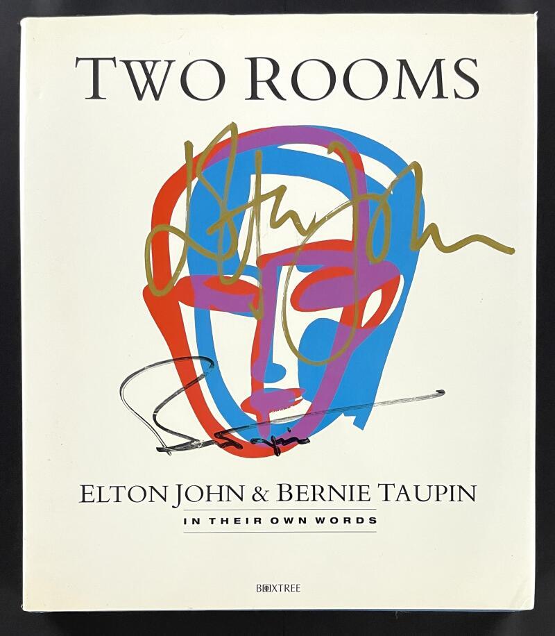 Sir Elton John & Bernie Taupin Signed Autograph Two Rooms Book w/ JSA COA