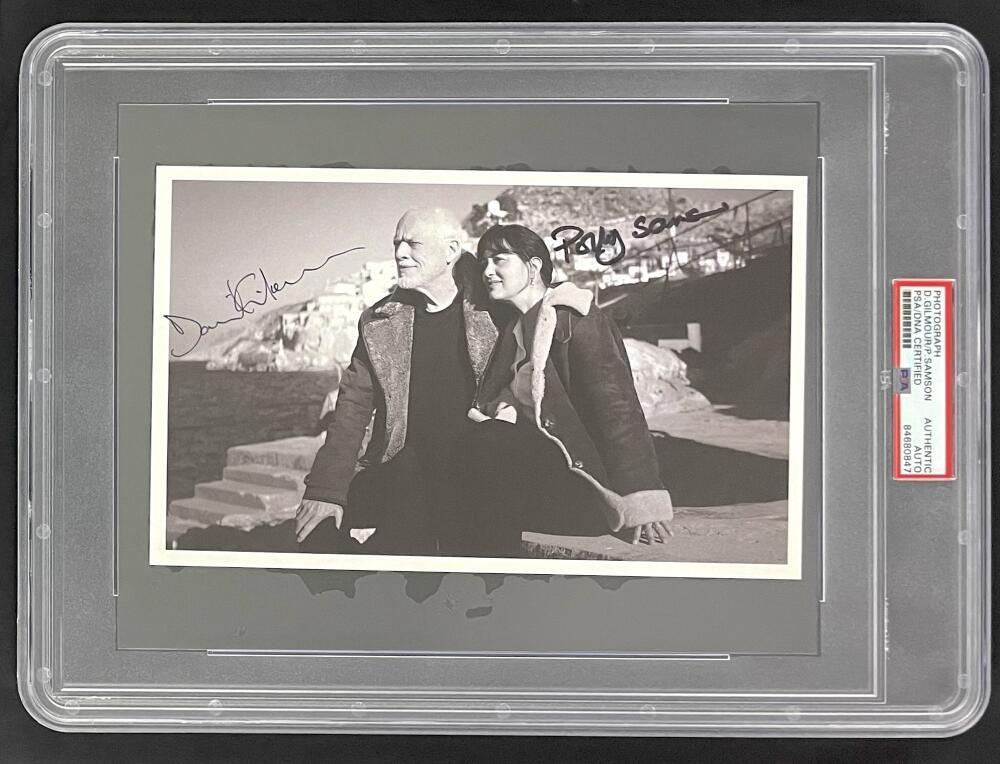David Gilmour Pink Floyd +1 Signed Autograph PSA/DNA Slabbed Encapsulated Photo