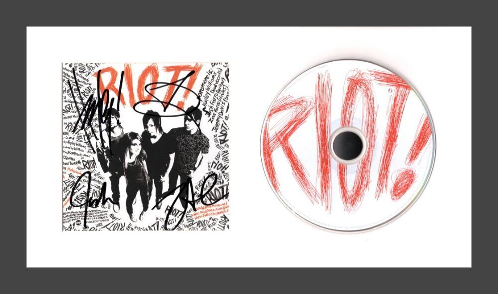 Paramore Band x4 Signed Autograph Riot Framed CD Display Hayley Williams JSA COA
