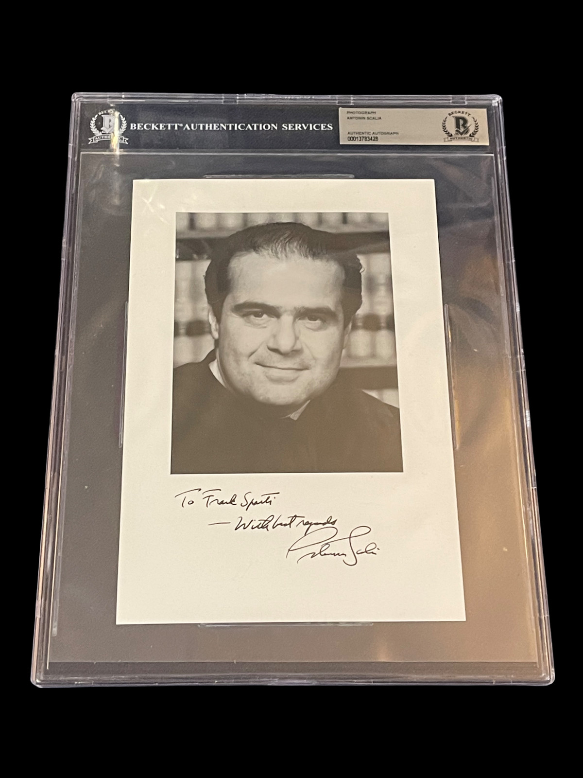 Antonin Scalia Supreme Court Justice Law Signed Autograph Photo BAS Beckett Slab