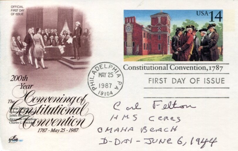 Carl Felton US Navy WWII War Omaha Beach HMS Ceres Signed Autograph FDC
