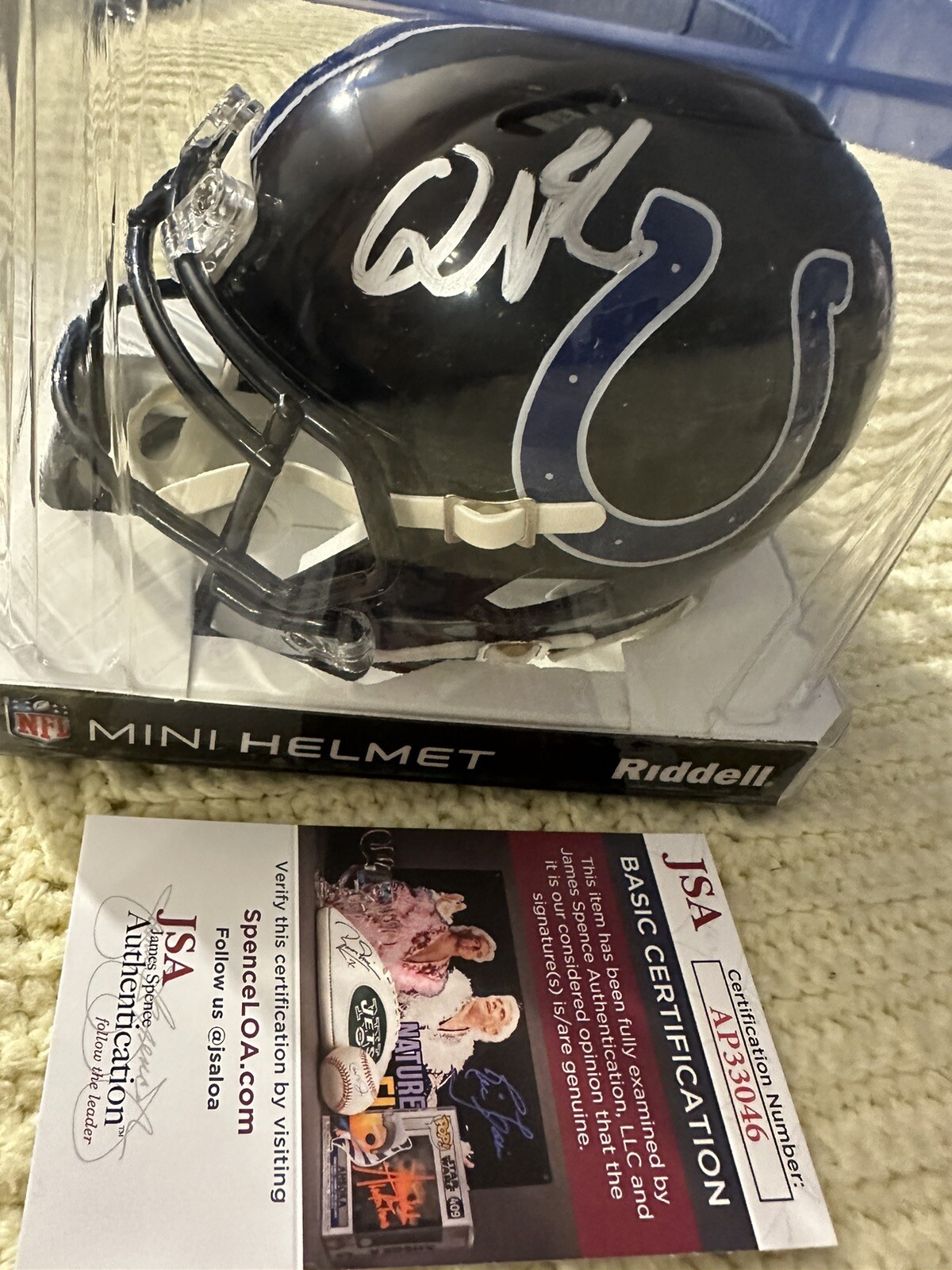 Quenton Nelson Signed Indianapolis Colts Mini Helmet JSA Authentication COA 2023
