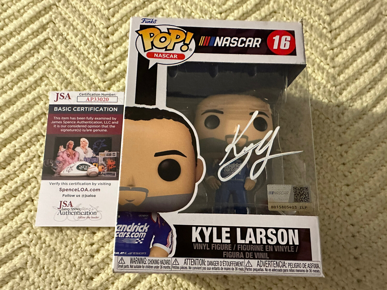 Kyle Larson Signed Funko Pop 16 JSA Authentication COA Nascar Hendrick Racing
