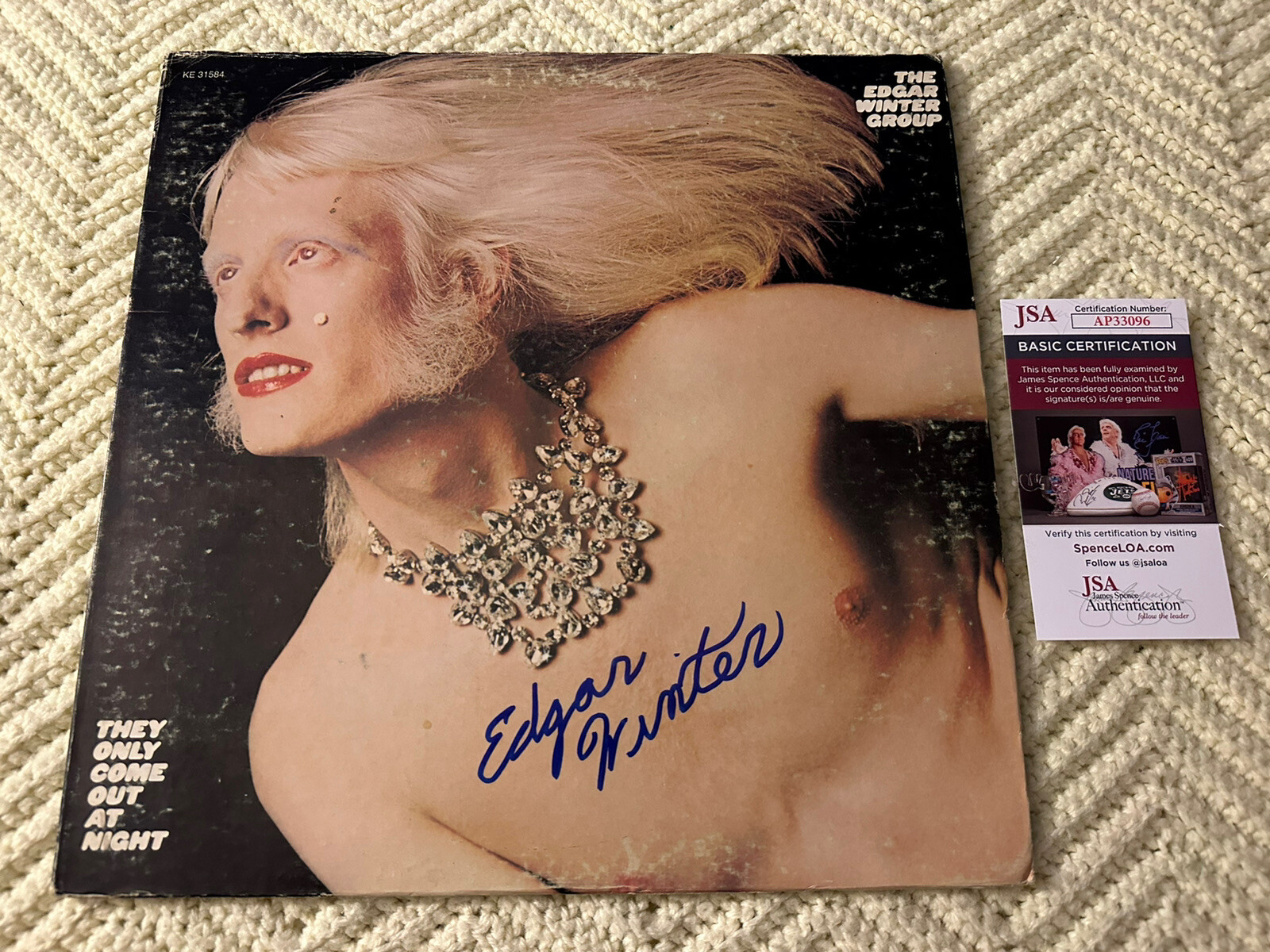 Edgar Winter SIGNED They Only Come Out Vinyl Record ALBUM JSA Authenticated COA
