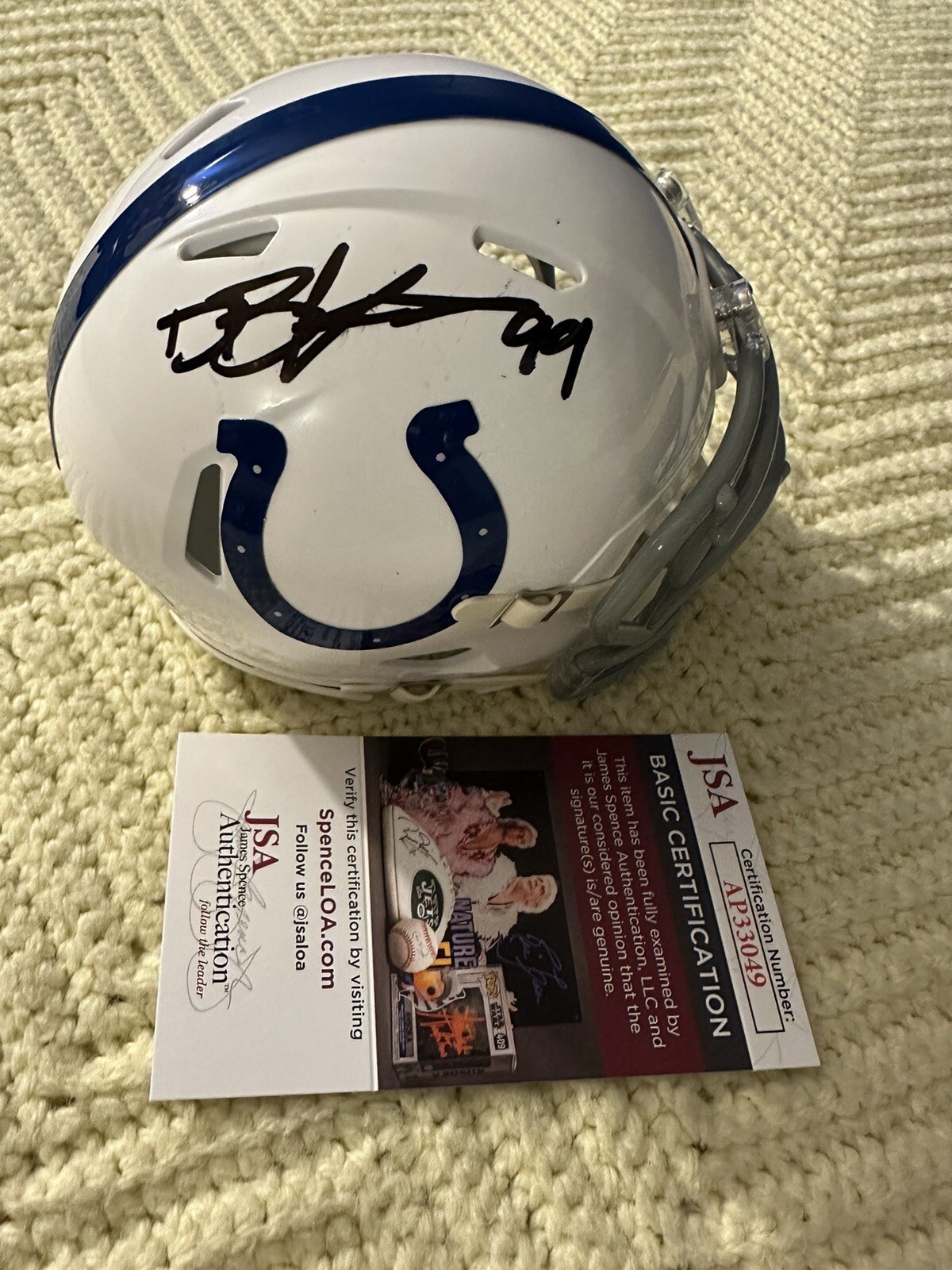 DeForest Buckner Signed Indianapolis Colts Mini Helmet JSA Authentication COA
