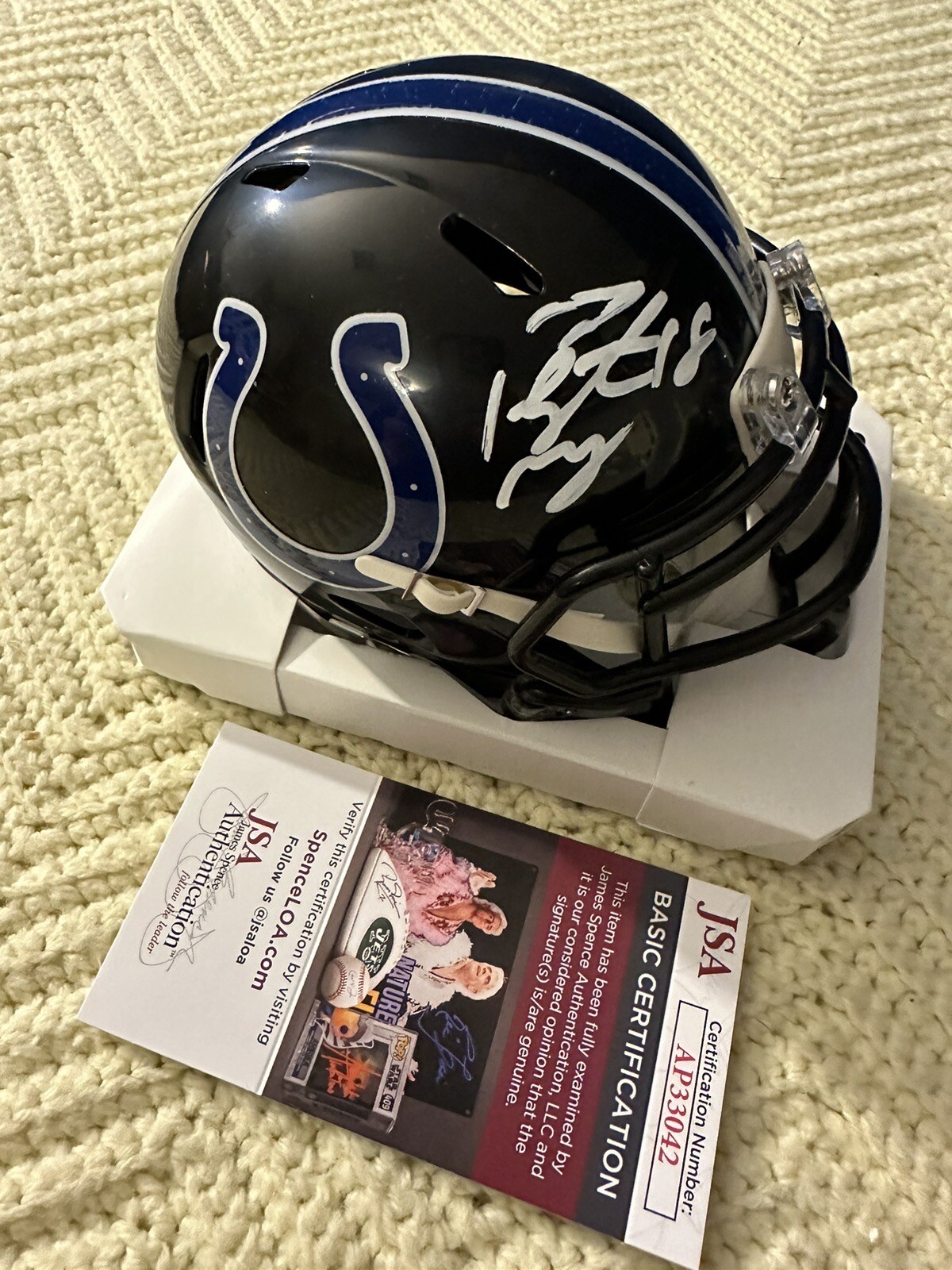 Peyton Manning Signed Colts Black Mini Helmet JSA Authenticated COA
