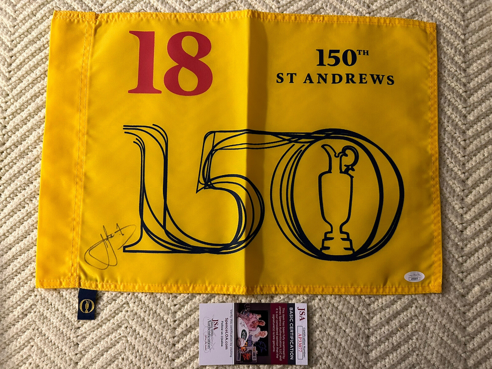 Cameron Cam Smith SIGNED The Open Golf Flag JSA Authenticated COA 2022 150th
