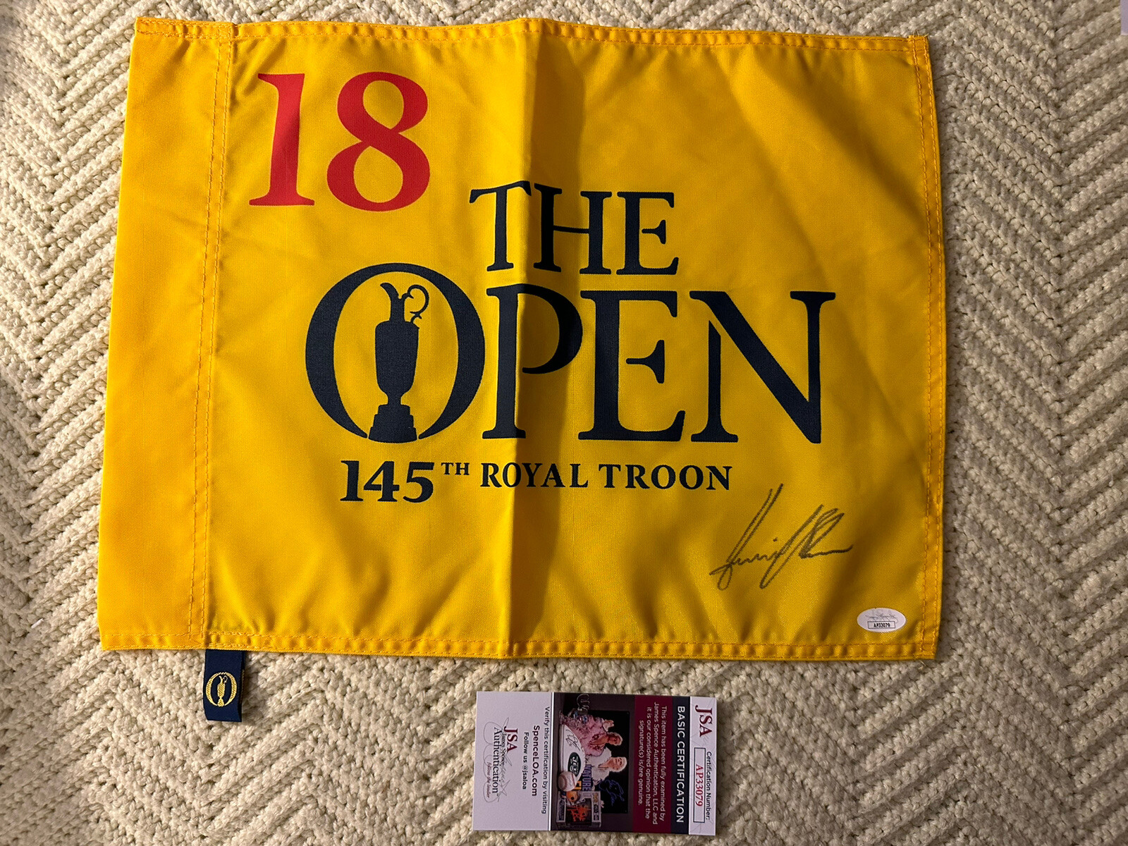 Henrik Stenson SIGNED The British Open Golf Flag JSA Authenticated COA 2016
