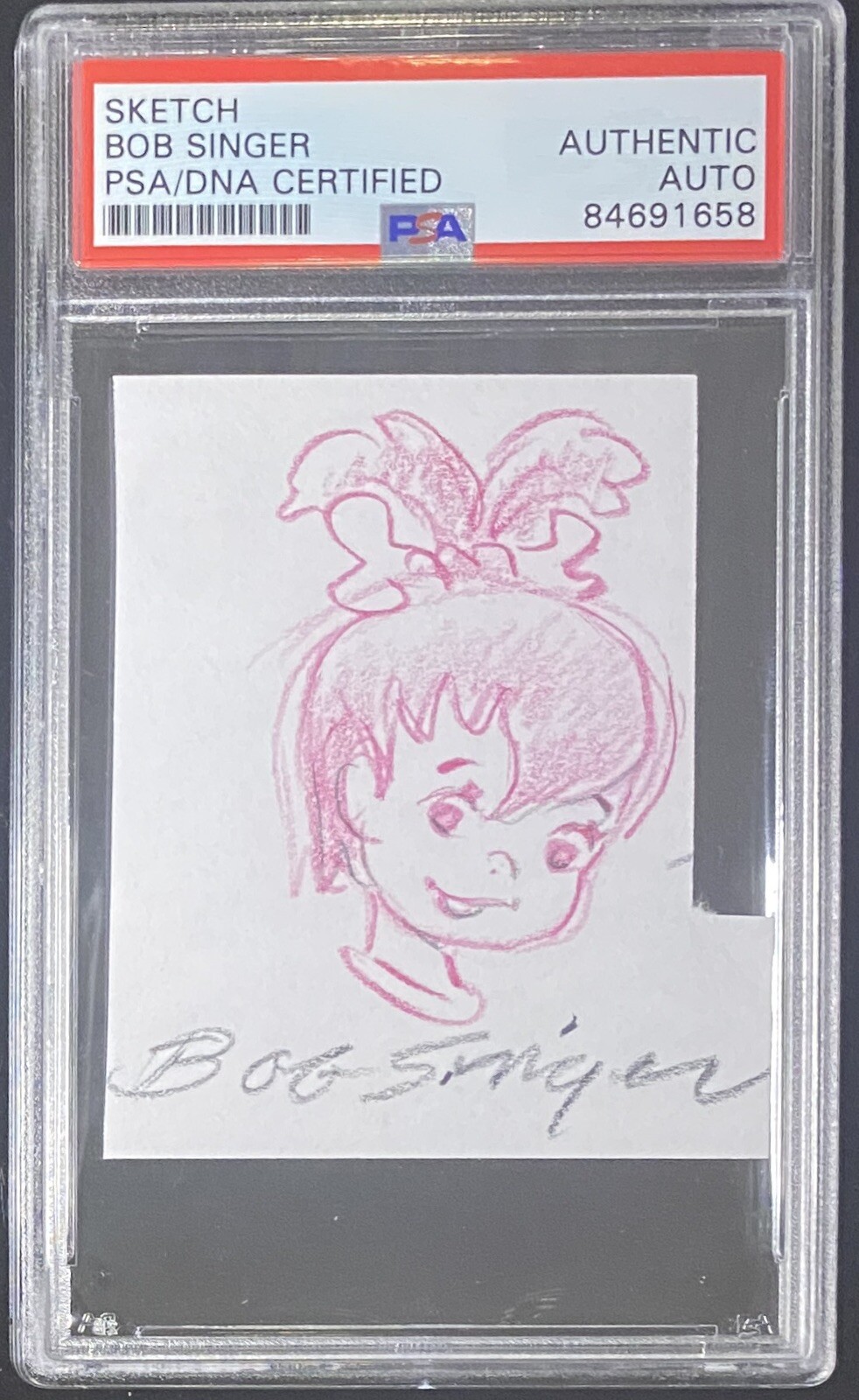 THE FLINTSTONES PEBBLES ORIGINAL PENCIL DRAWING SIGNED BOB SINGER PSA DNA SKETCH COLLECTIBLE MEMORABILIA