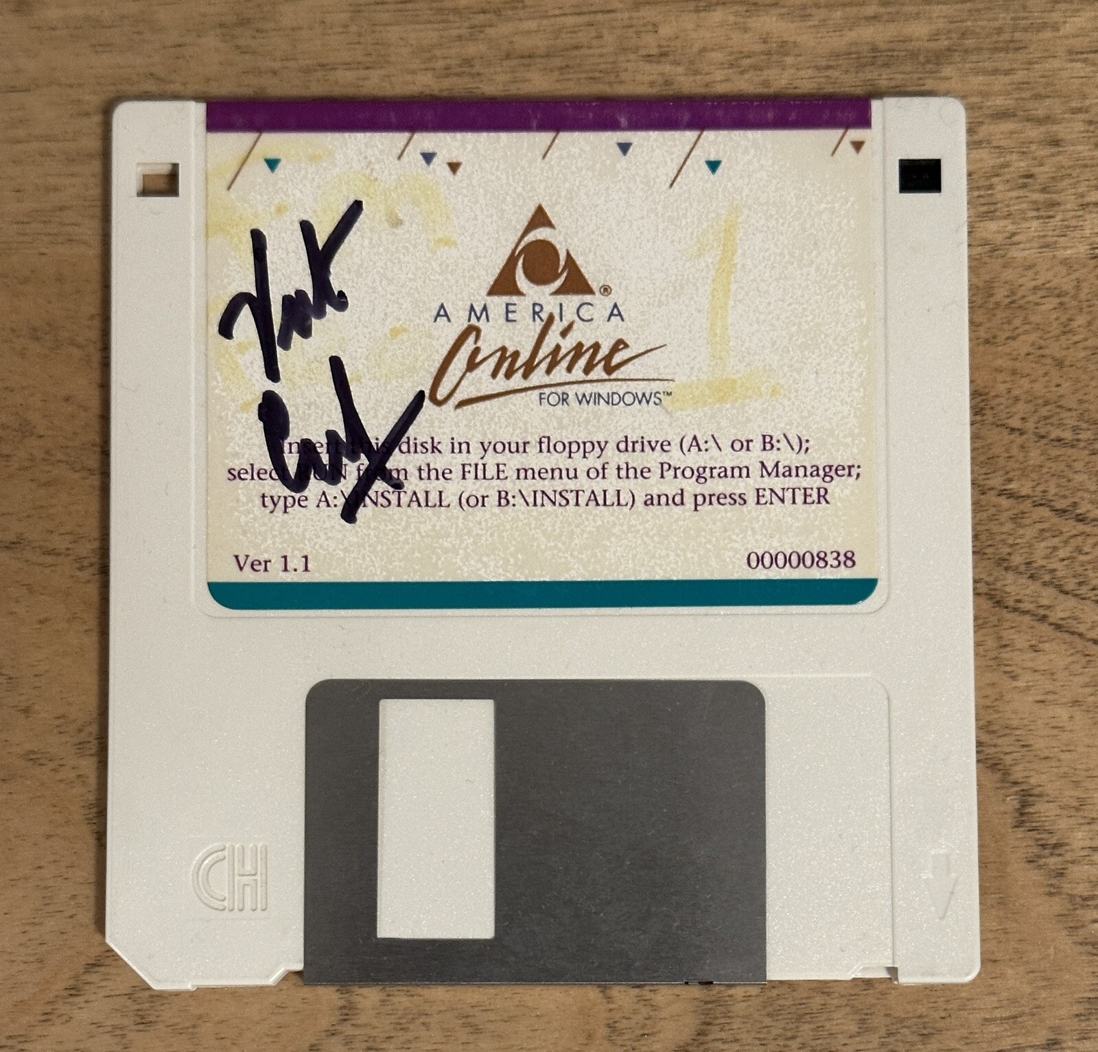 Vint Cerf FATHER INTERNET SIGNED America Online AOL 1.1 Disk BAS Beckett COA
