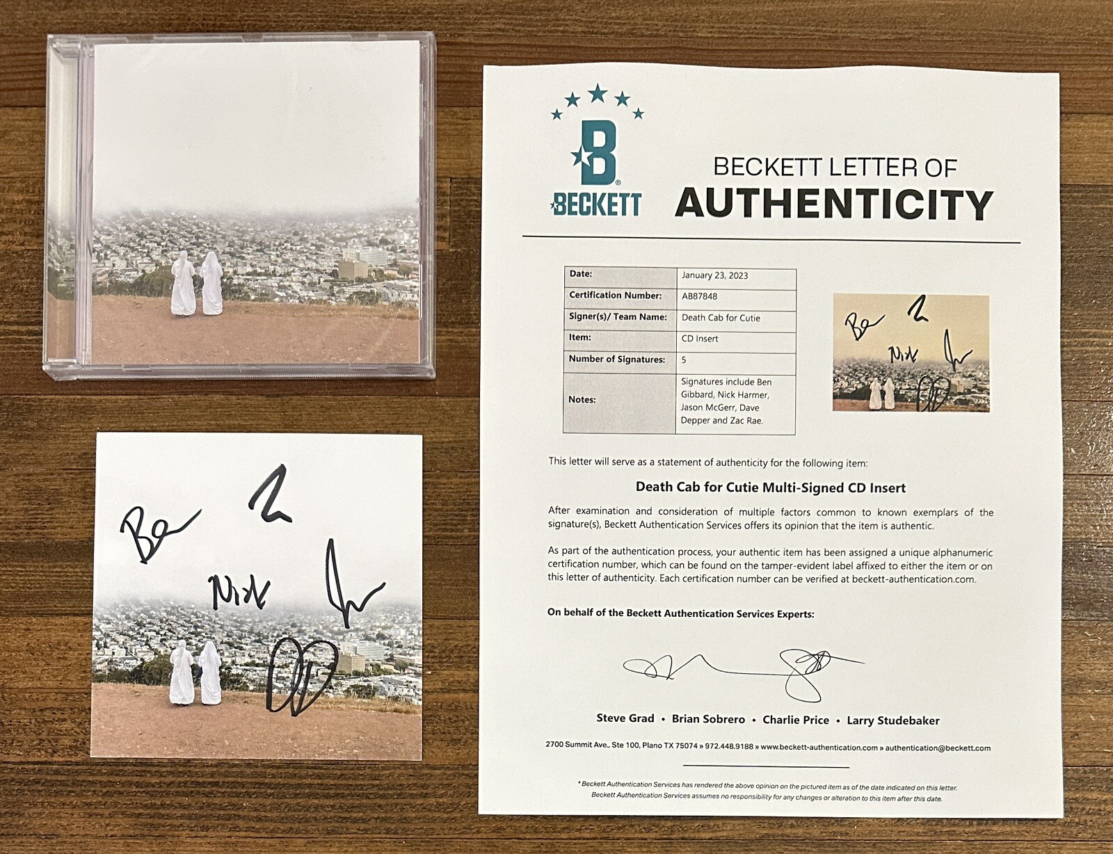 Death Cab For Cutie Asphalt Meadows CD AUTOGRAPHED SIGNED INSERT BAS Beckett COA