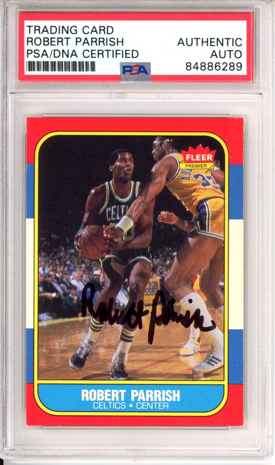 1986 86/87 FLEER ROBERT PARISH CELTICS HOF SIGNED CARD PSA DNA COA AUTOGRAPH