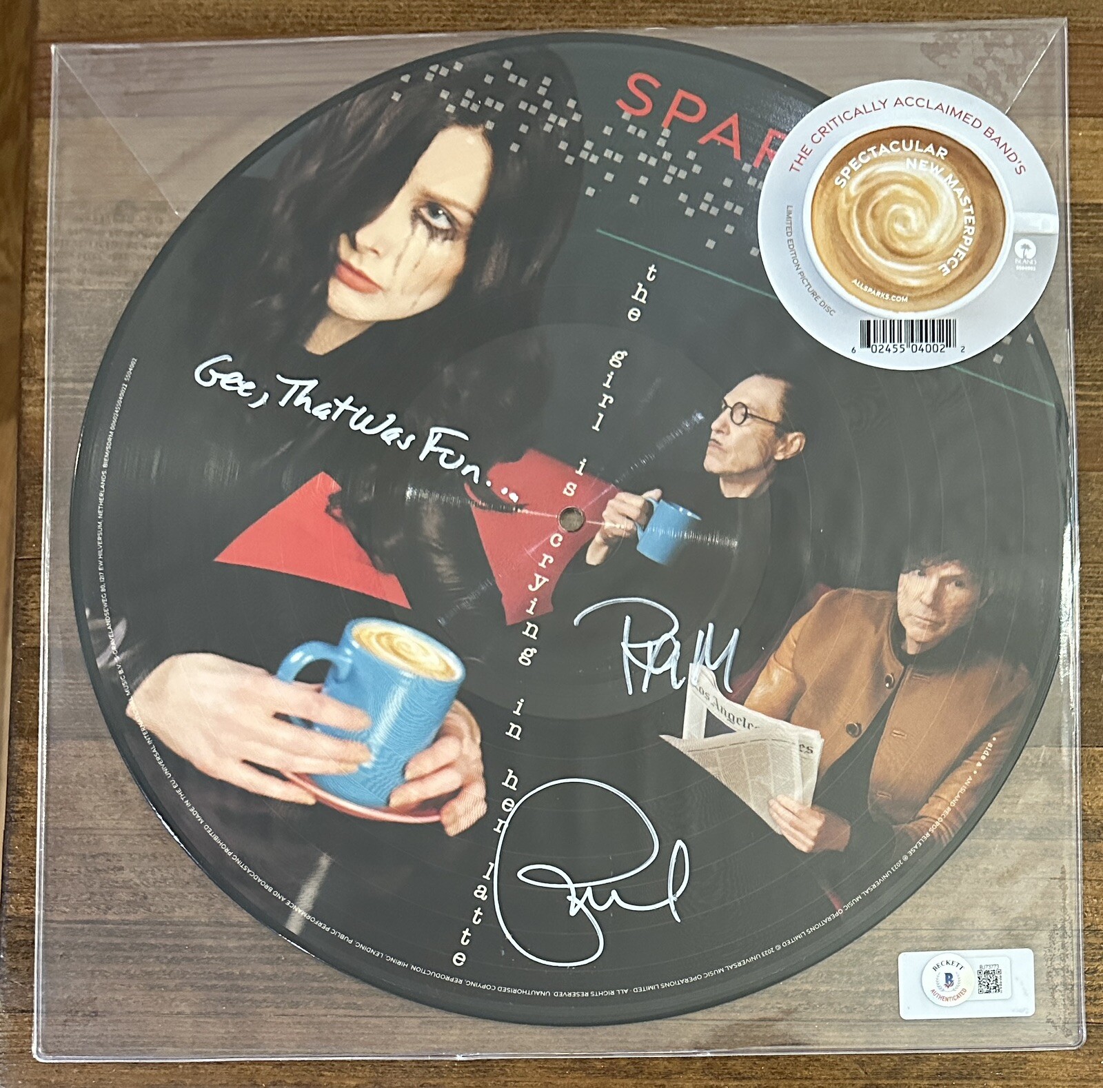 Sparks Signed & Lyrics Picture Disc Girl Crying Latte Vinyl Autograph BAS COA