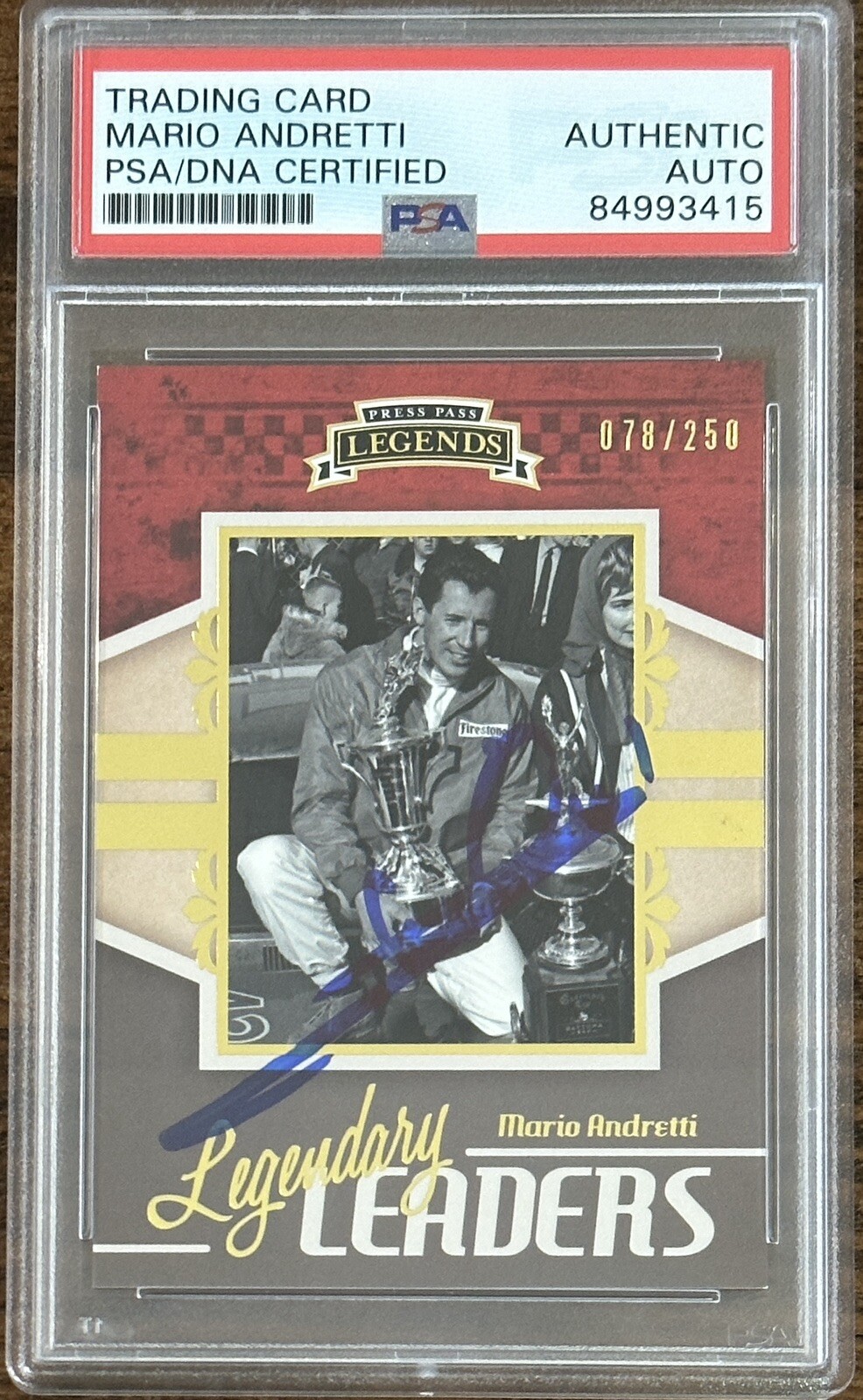 2011 Press Pass Legends Mario Andretti PSA DNA COA Autograph F1 Racing Signed