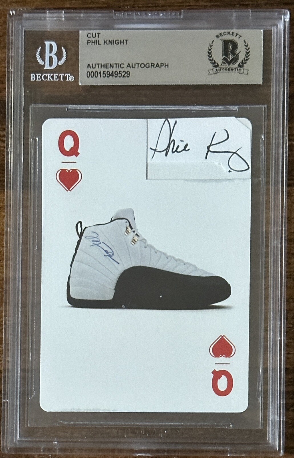 PHIL KNIGHT NIKE SIGNED AIR JORDAN SHOE CARD CUT BAS BECKETT AUTOGRAPH MICHAEL