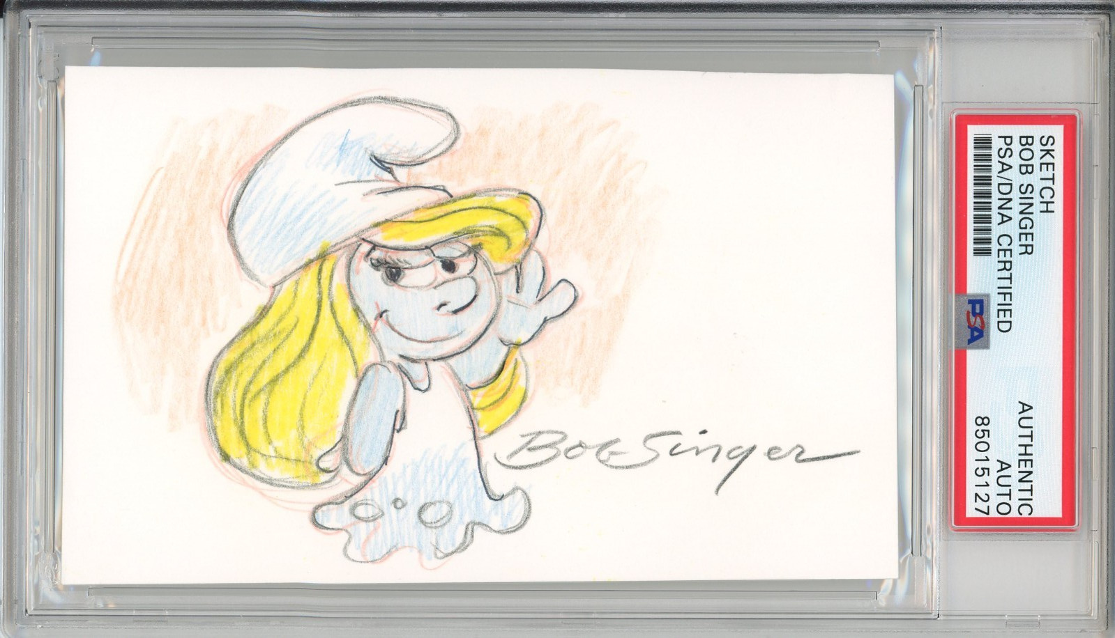 SMURFETTE ORIGINAL COLOR DRAWING SKETCH SIGNED & DRAWN BY BOB SINGER PSA DNA COLLECTIBLE MEMORABILIA