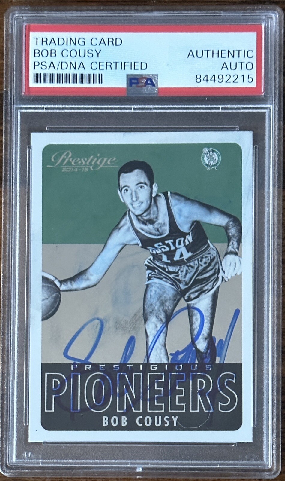 2014 Panini Prestige Bob Cousy Signed PSA DNA Autograph HOF Boston Celtics
