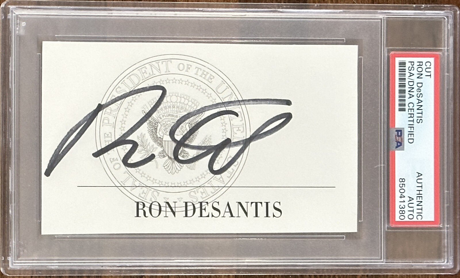 Governor Ron DeSantis SIGNED Presidential Seal Cut Signature PSA DNA COA Auto