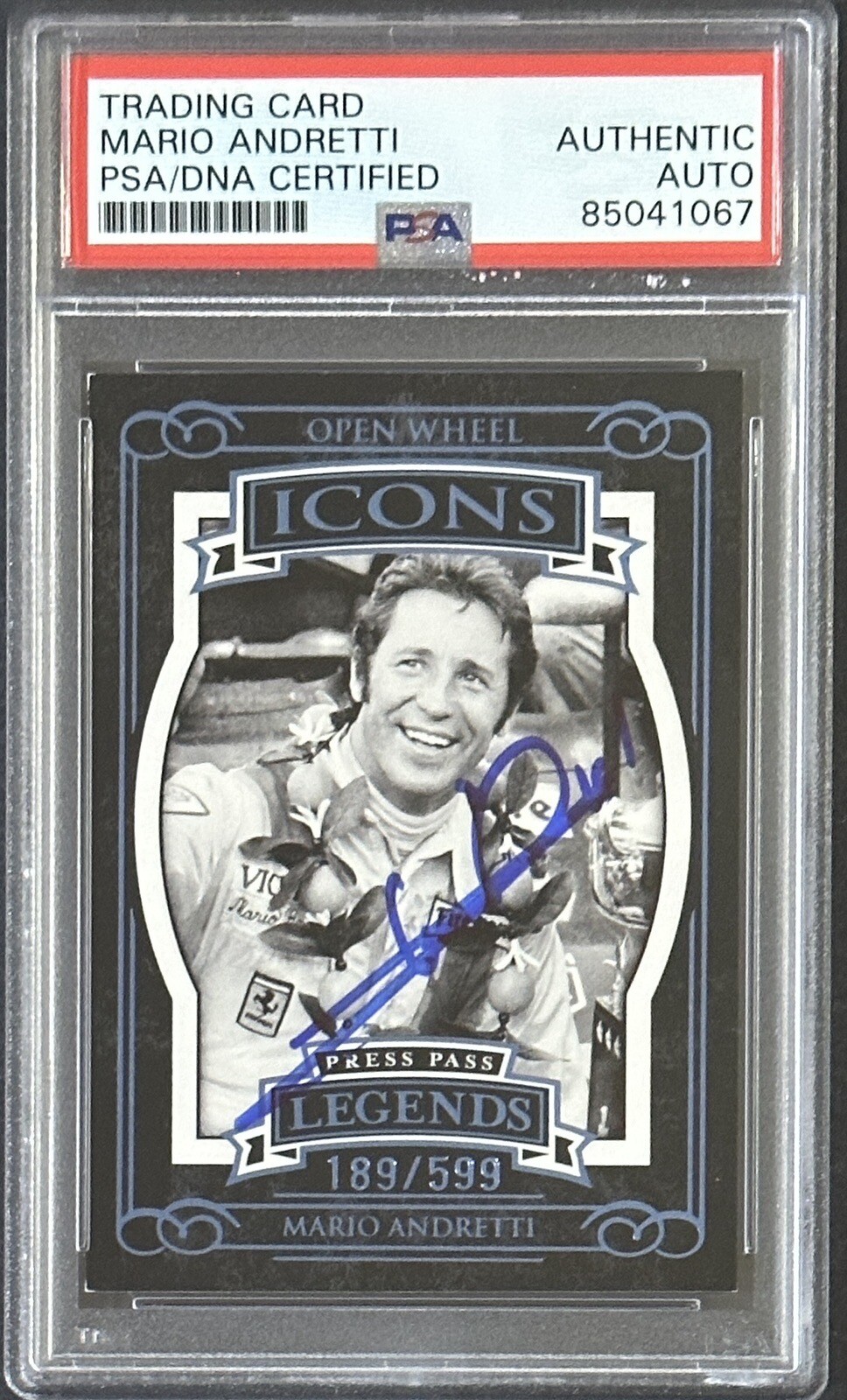 2008 Press Pass Legends #’d /599 Mario Andretti PSA DNA COA Autograph F1 Signed