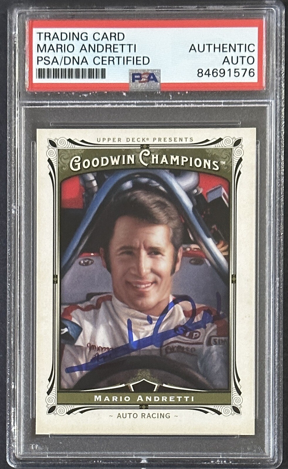 2013 UD Goodwin Champions Mario Andretti PSA DNA Autograph F1 Formula One Signed