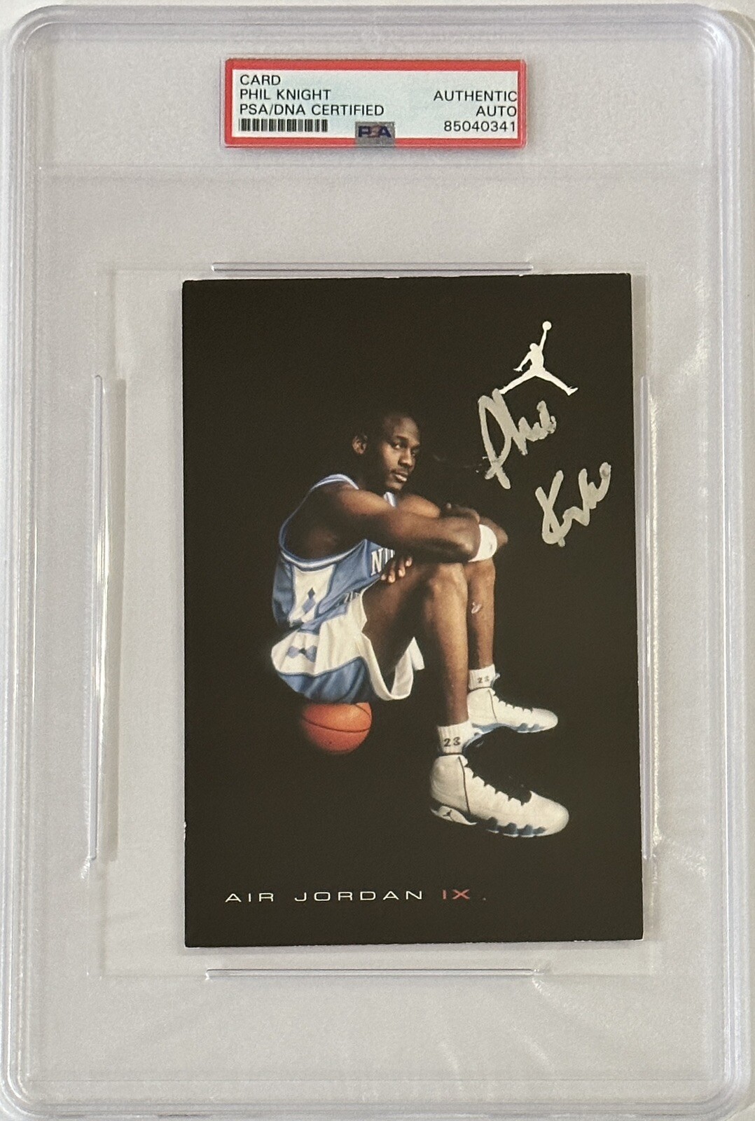 PHIL KNIGHT NIKE CEO SIGNED MICHAEL AIR JORDAN 9 SHOE CARD PSA DNA COA AUTOGRAPH