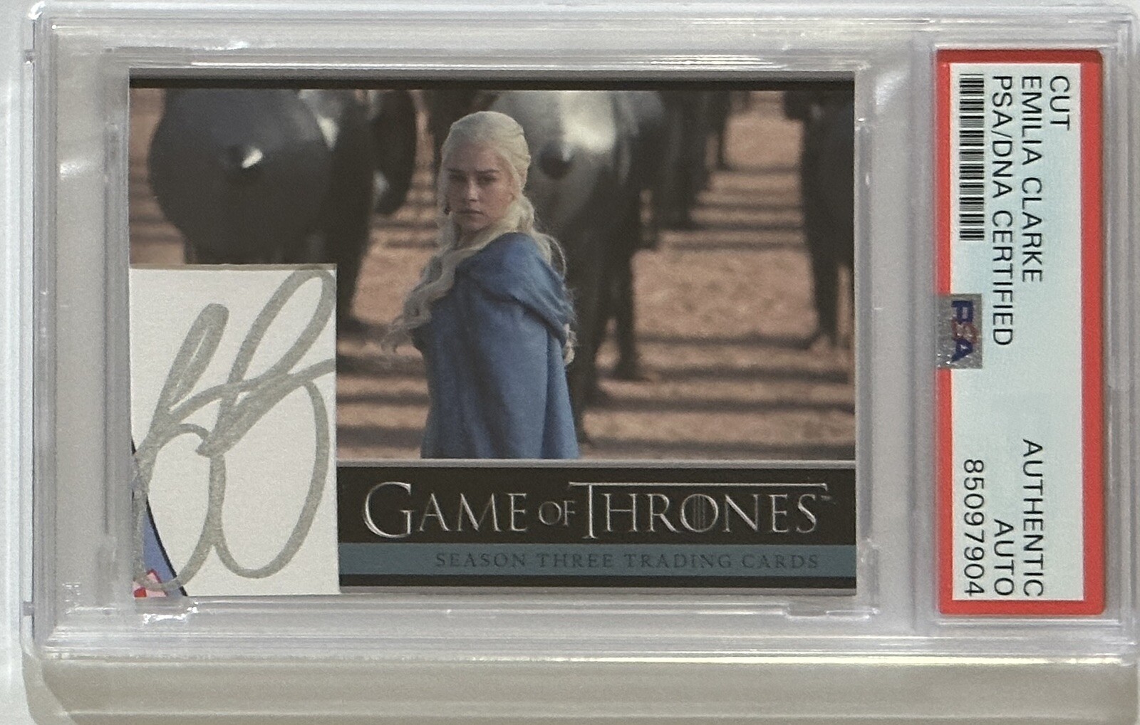 SIGNED GAME OF THRONES EMILIA CLARKE CARD RITTENHOUSE CUT AUTOGRAPH PSA DNA COA