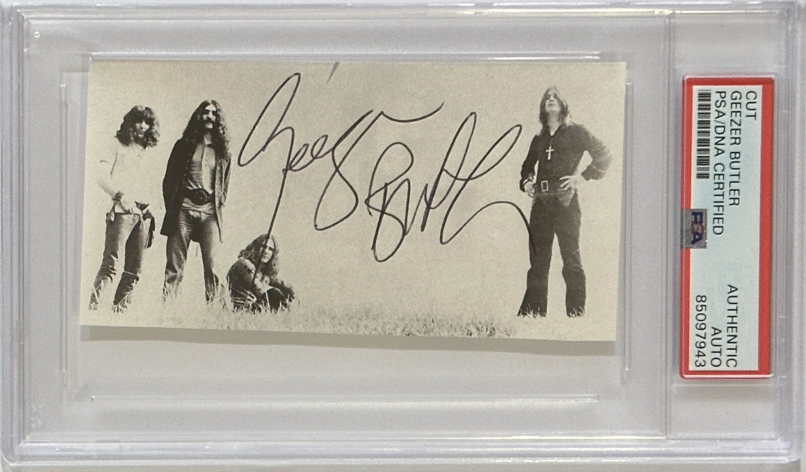 Geezer Butler Black Sabbath Signed Cut Of Band Signature AUTOGRAPH PSA DNA COA