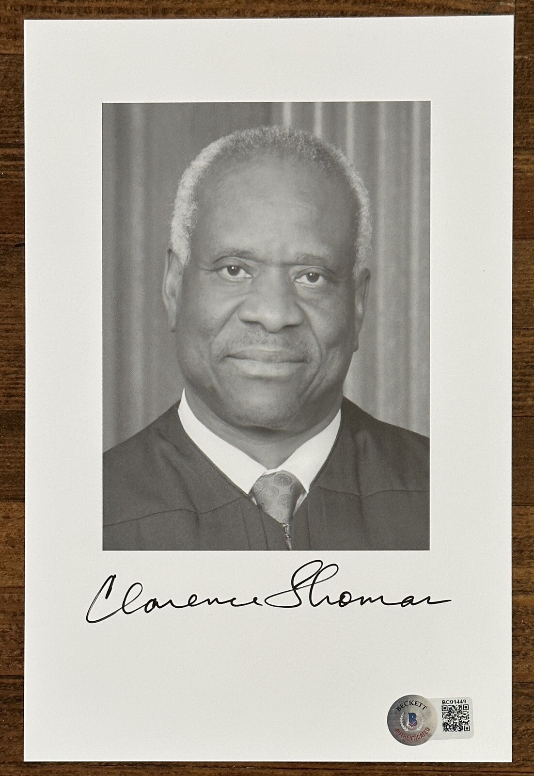 JUSTICE CLARENCE THOMAS SUPREME COURT SIGNED PICTURE AUTOGRAPHED BECKETT BAS COA
