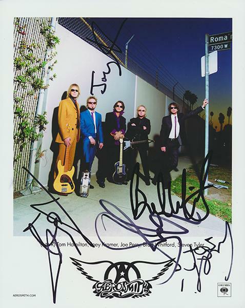 Aerosmith REAL hand SIGNED Photo #2 COA all 5 Steven Joe Tom Joey Brad