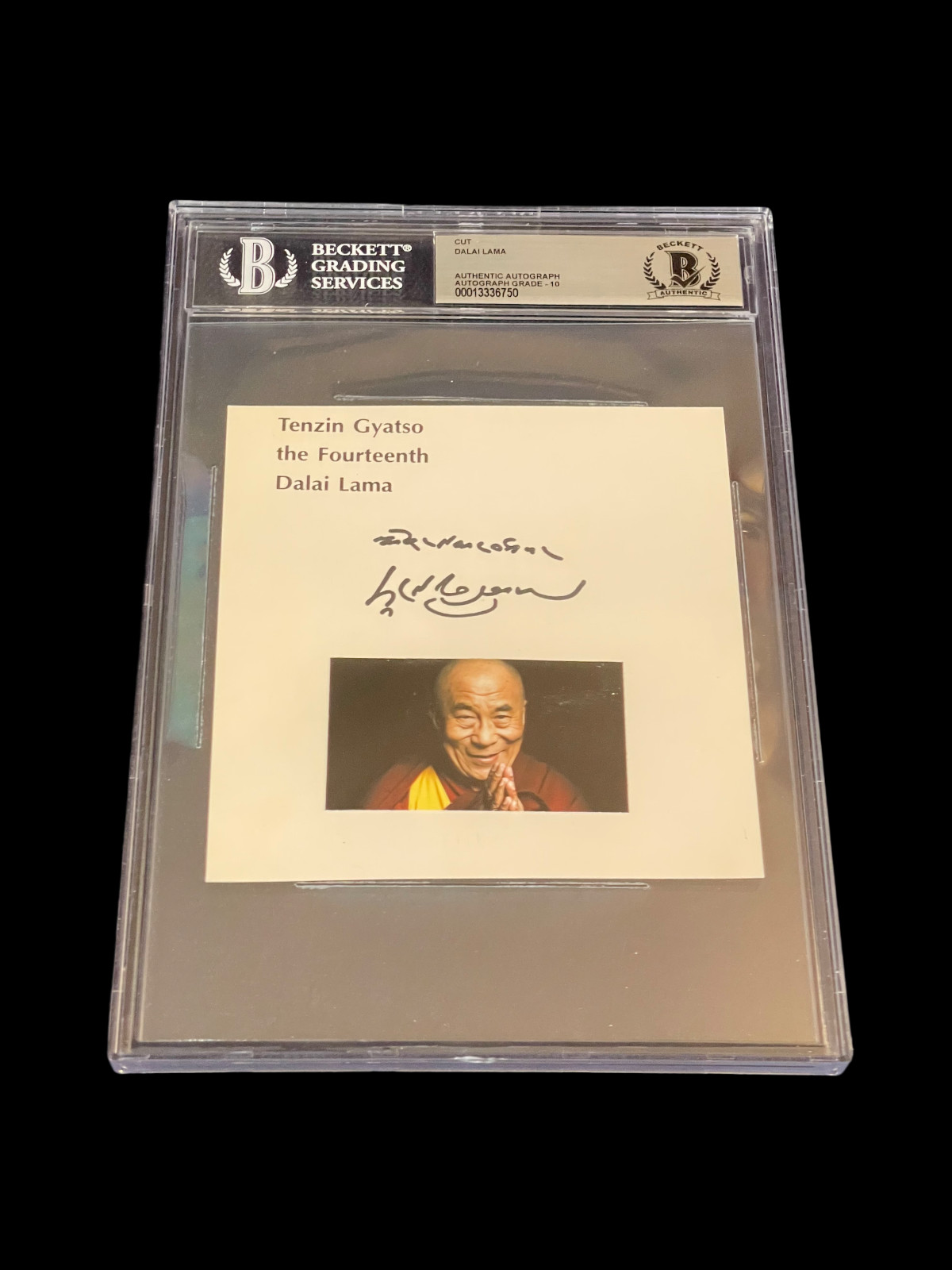 Holiness Dalai Lama Tenzin Gyatso Signed Autograph Photo BAS Beckett Gem Mint 10