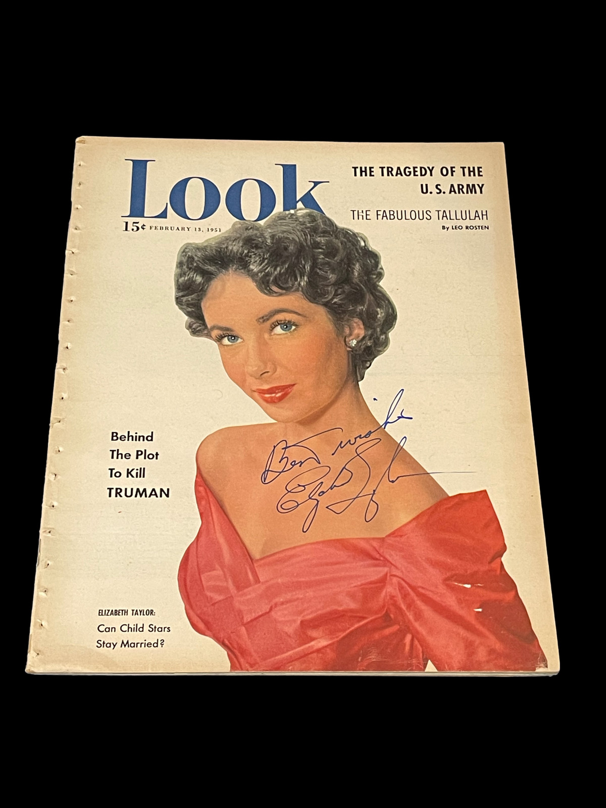 Liz Elizabeth Taylor Rare Signed Autograph February 1951 Look Magazine Photo JSA