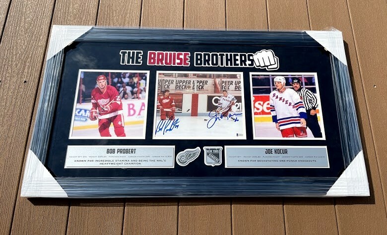 Bruise Brothers Bob Probert & Joe Kocur Signed 8x10 Photo Showcase Beckett COA