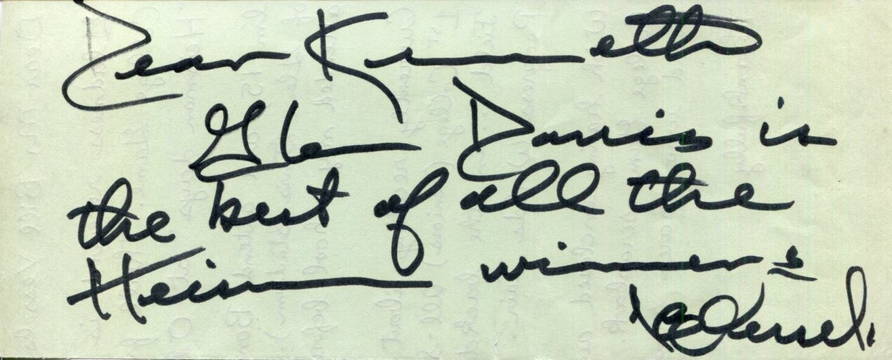 Billy Vessels OU Oklahoma Heisman 1950 National Champs Signed Autograph JSA
