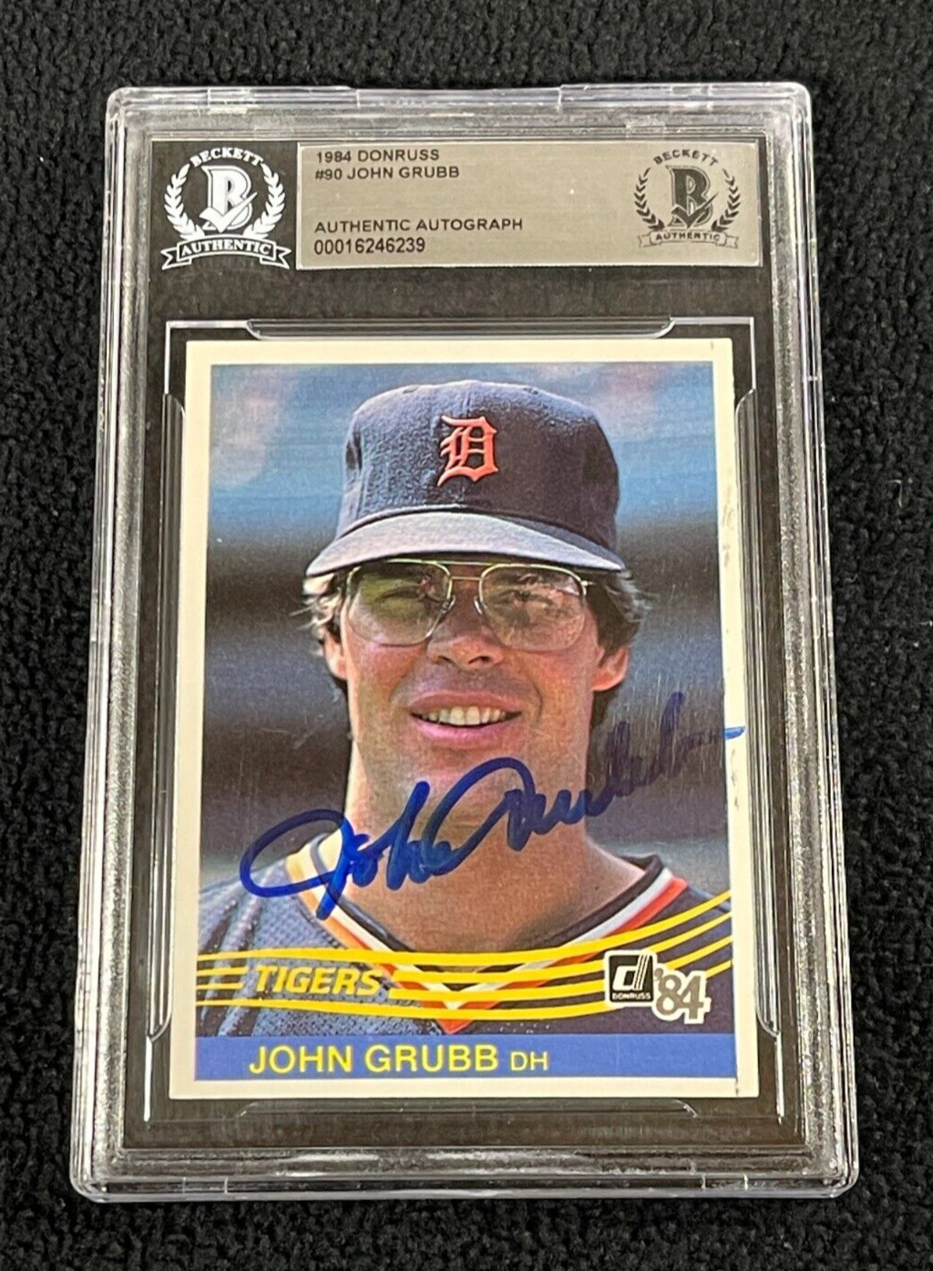 Johnny Grubb Signed 1984 Donruss Card #90 BAS Certified Detroit Tigers
